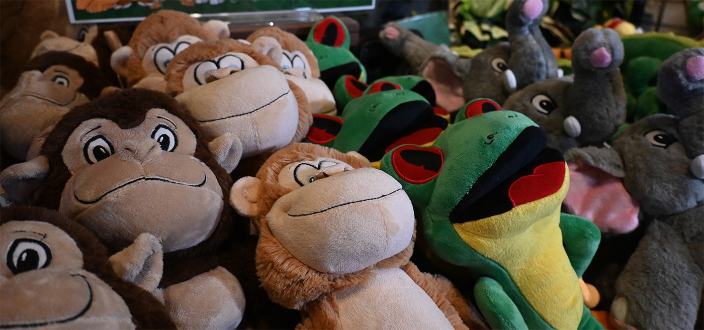 Stuffies at Rainforest Cafe retail store